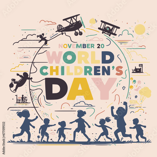 Creative Young Minds: World Children's Day Vector Graphics, November 20 celebration, editable Vector