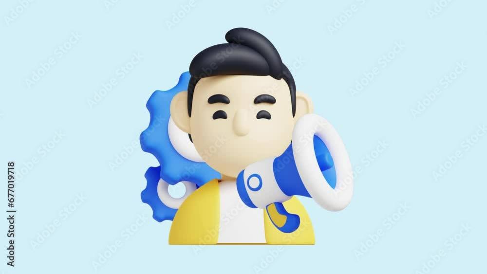 Male influencer animated 3d icon. Great for business, technology, company, websites, apps, education, marketing and promotion. Marketing Advertising 3d icon animation. Male influencer animated 3d icon. Great for business, technology, company, websites, apps, education, marketing and promotion. Marketing Advertising 3d icon animation.
