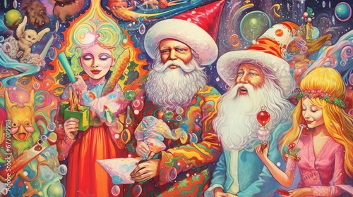 psychedelic santa claus for christmas