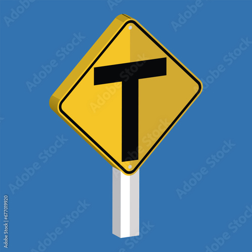 T Symbol Intersection Sign 3d shape vector illustration