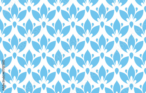 Flower geometric pattern. Seamless vector background. Blue and white ornament