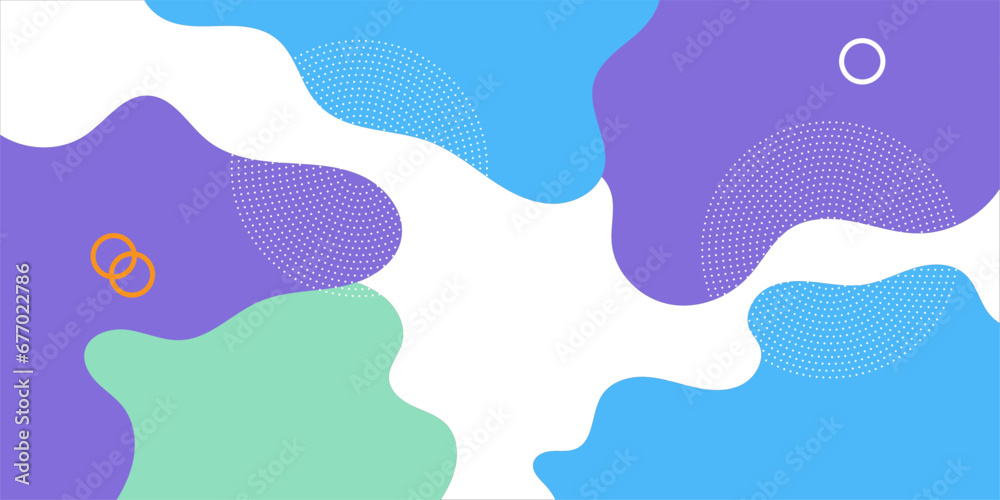 abstract geometricwave  shape and Memphis pattern background. Color wave template presentation design