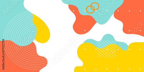 abstract geometricwave  shape and Memphis pattern background. Color wave template presentation design