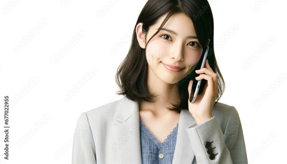 A beautiful young woman makes a phone call on her smartphone. A beautiful young woman makes a phone call on her smartphone.