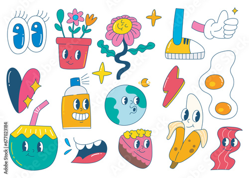 Retro Funny Cartoon Character Doodle