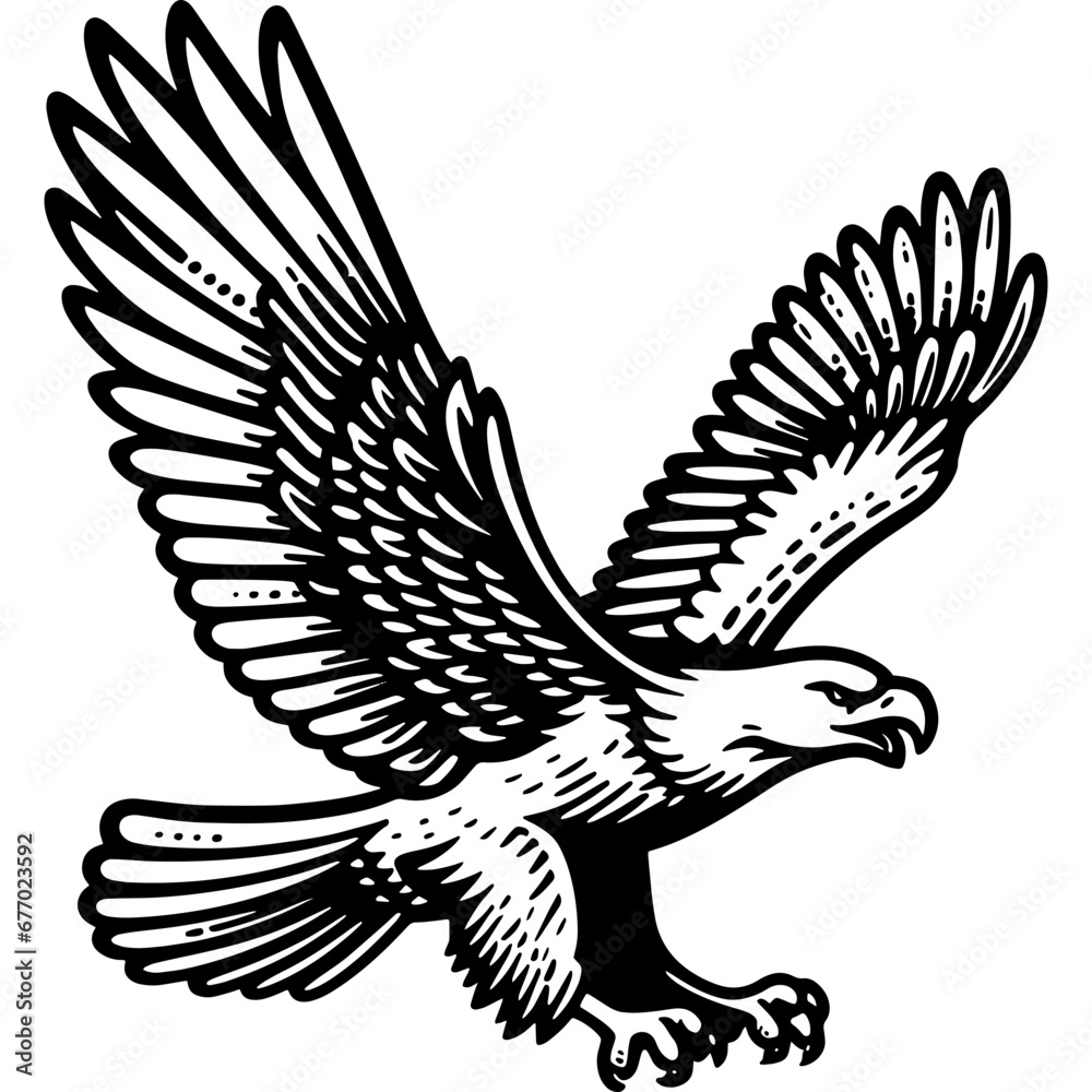 Fototapeta premium Eagle black and white icon