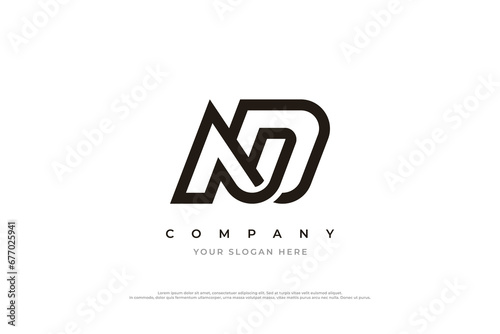 Initial Letter ND Logo Design Vector