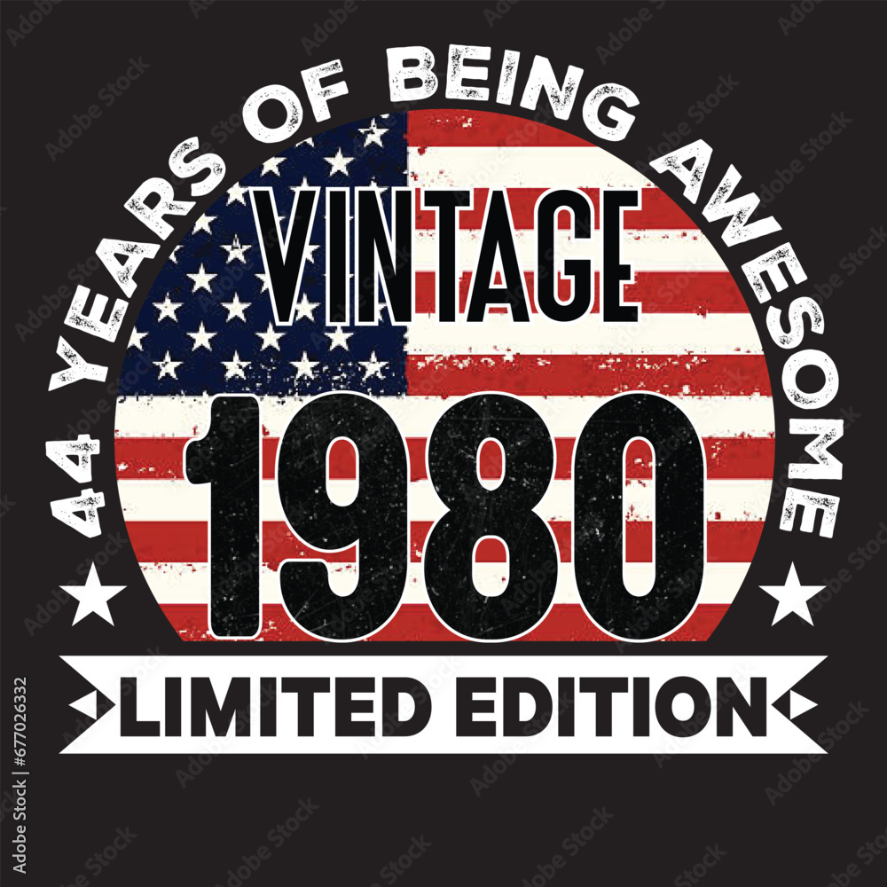 44th Birthday Gifts Men Woman Vintage 1980 44 Years Old USA Flag T-Shirt, USA Flag Being Awesome Birthday Gifts For 2024
