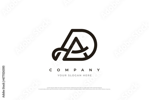 Initial Letter AD or DA Logo Design Vector photo