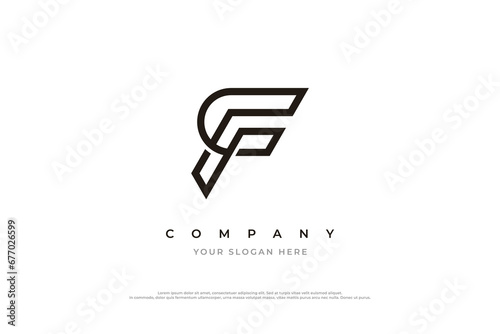  Initial Letter F or FC or CF Logo Design Vector photo