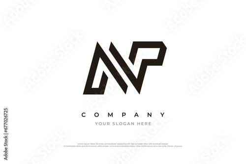 Initial Letter NP Monogram Logo Design Vector