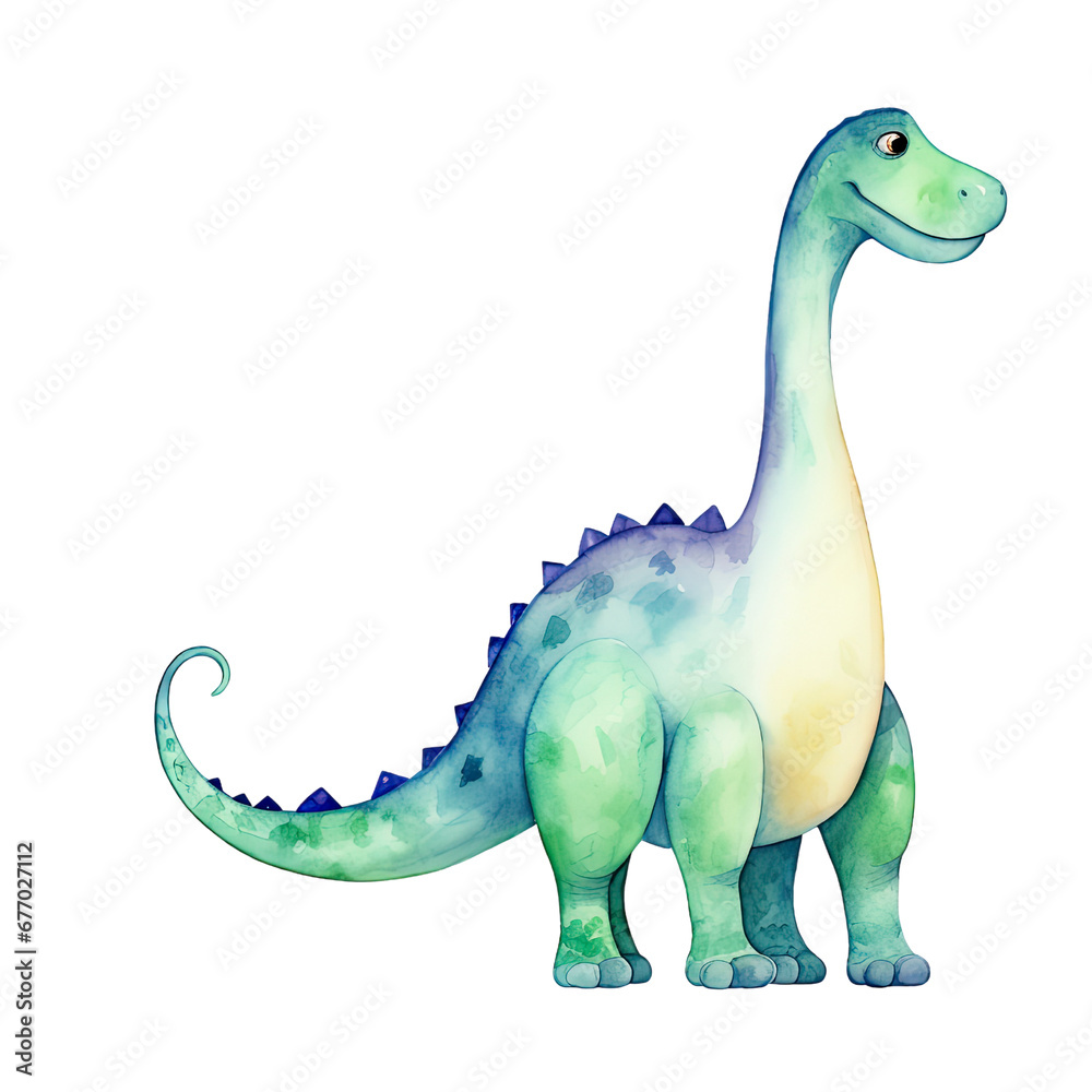 Naklejka premium Watercolor Dinosaur Clipart Illustration. Isolated elements on a white background.