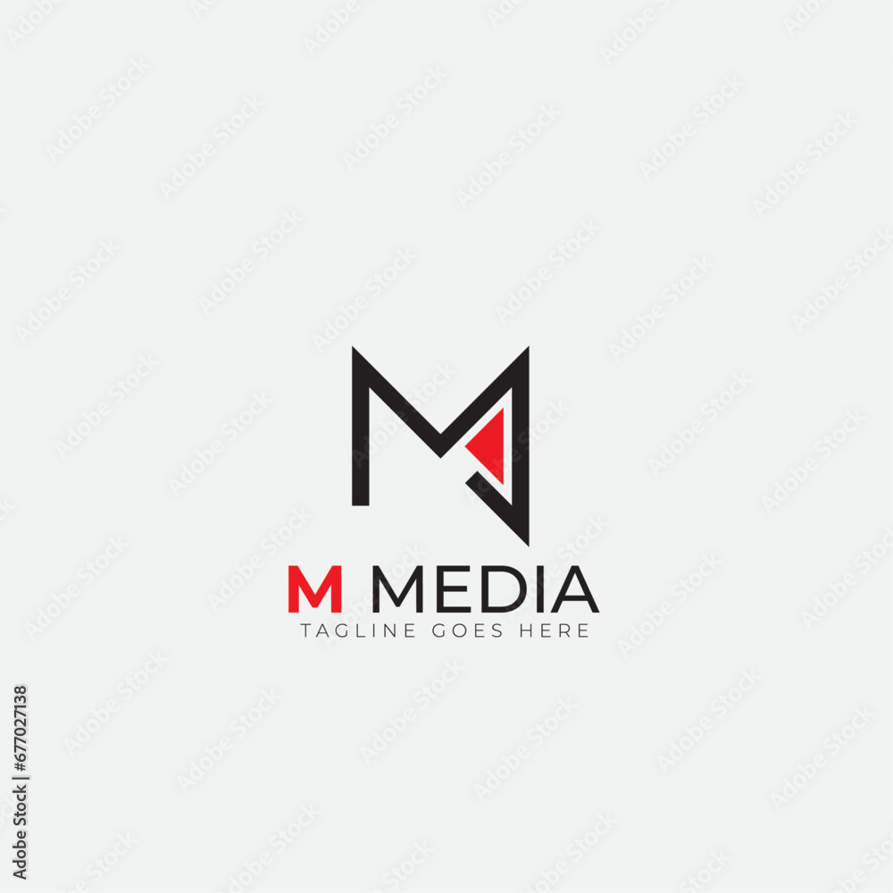 Letter M and Video play icon logo design simple and clean