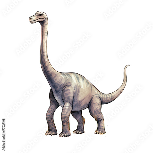 Watercolor Dinosaur Clipart Illustration. Isolated elements on a white background.