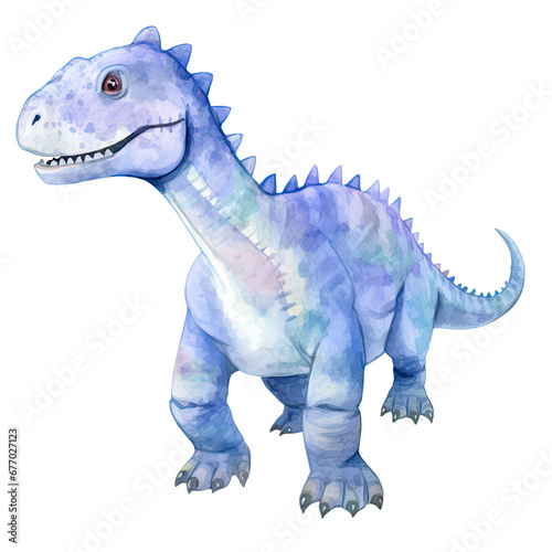 Watercolor Dinosaur Clipart Illustration. Isolated elements on a white background.