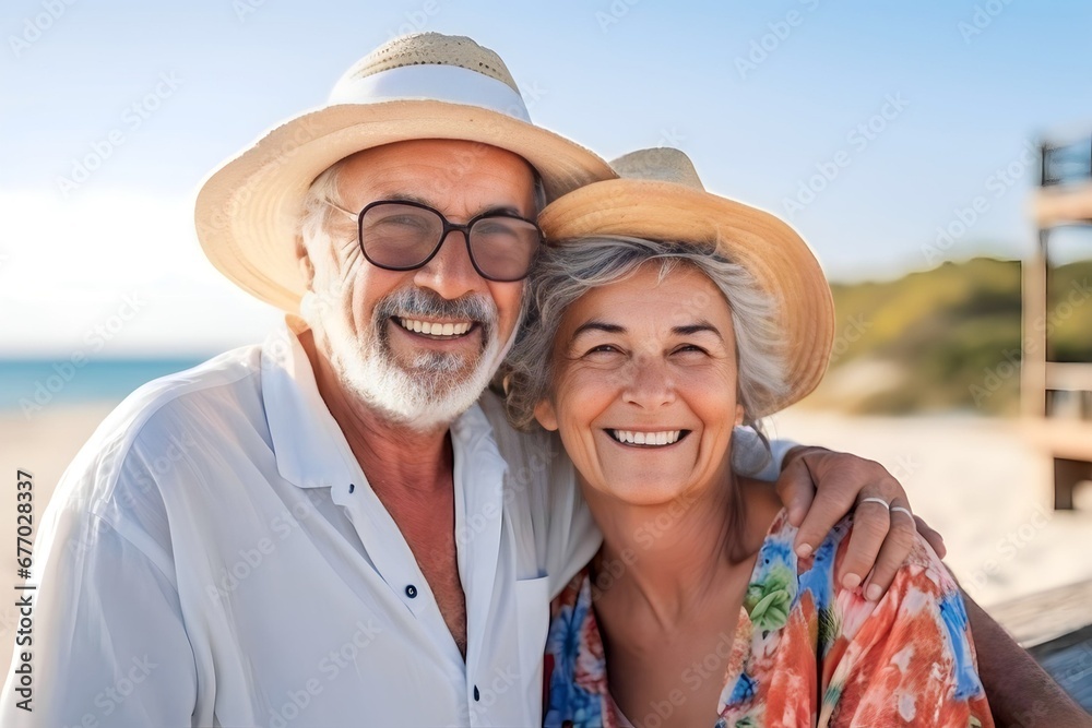 Obraz premium american old couple at the beach