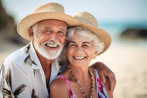 american old couple at the beach