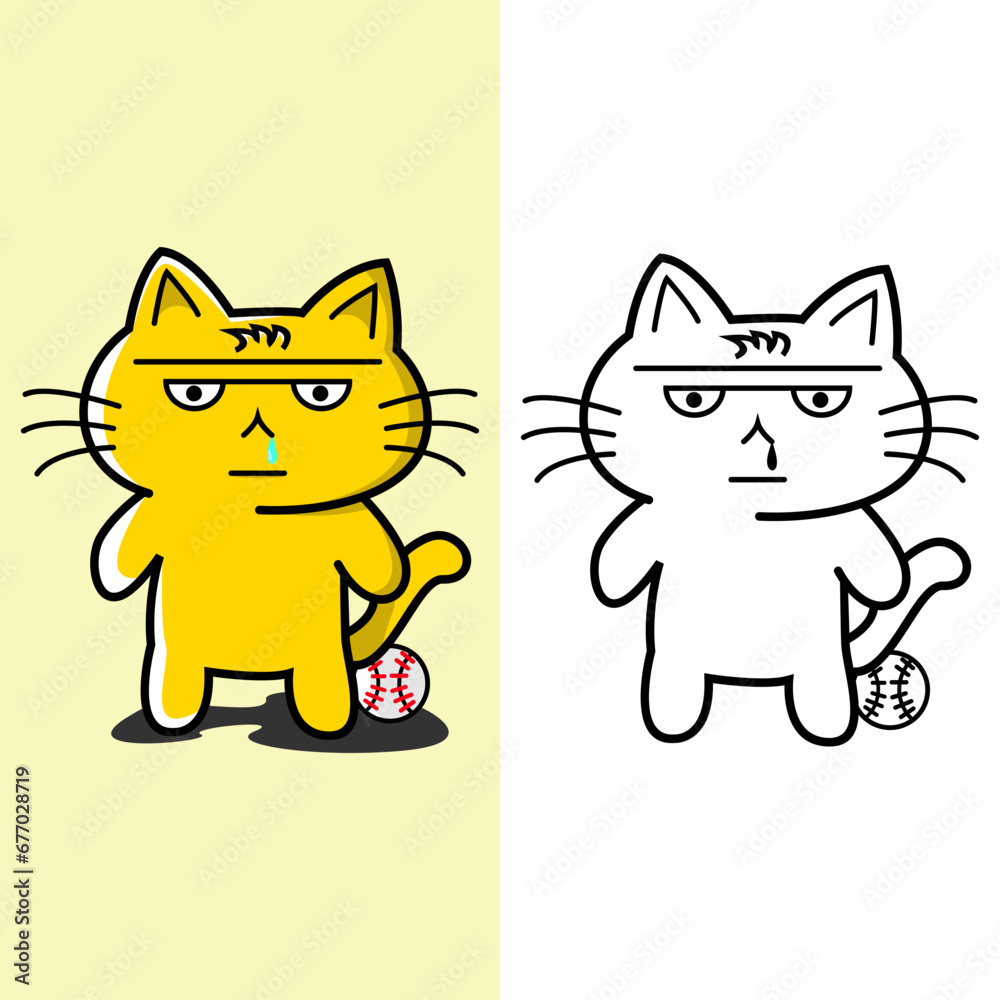 illustration of a cute sports cat