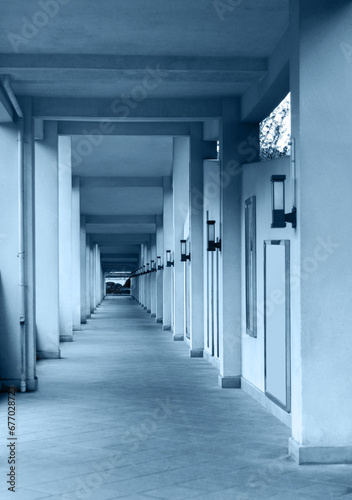 Long corridor with many columns