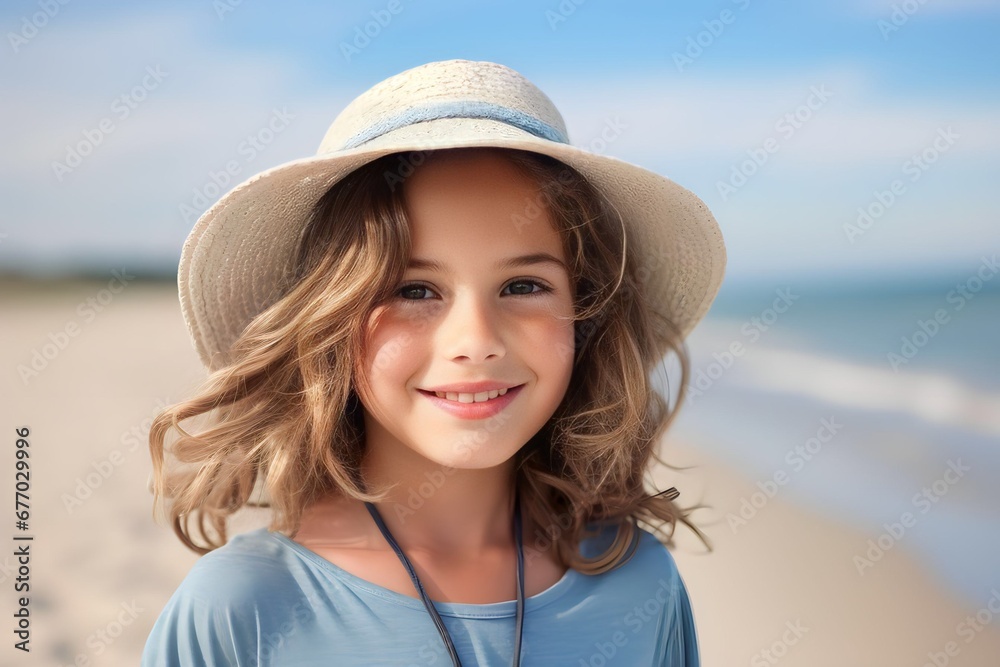 Portrait girl at the beach