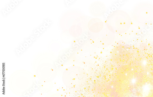 Luxury gold glitter. golden sparkle confetti. shiny glittering dust. corner frame border transparent background