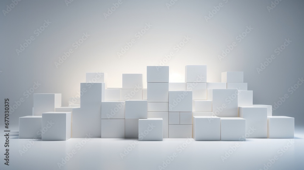 A bunch of white cubes stacked on top of each other. Generative AI. A bunch of white cubes stacked on top of each other. Generative AI.