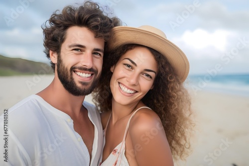 american young couple at the beach