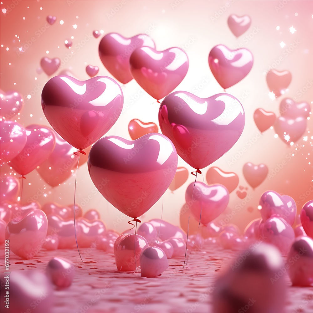 Happy valentines day decoration background with heart shape balloon. Suitable for Valentine's Day and Romantic scene decoration. Happy valentines day decoration background with heart shape balloon. Suitable for Valentine's Day and Romantic scene decoration.