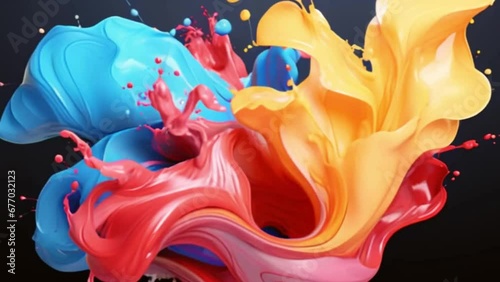 Explosive Abstract Fusion: Colorful Paint Merging in Dynamic Display