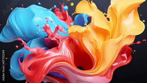 Explosive Abstract Fusion: Colorful Paint Merging in Dynamic Display