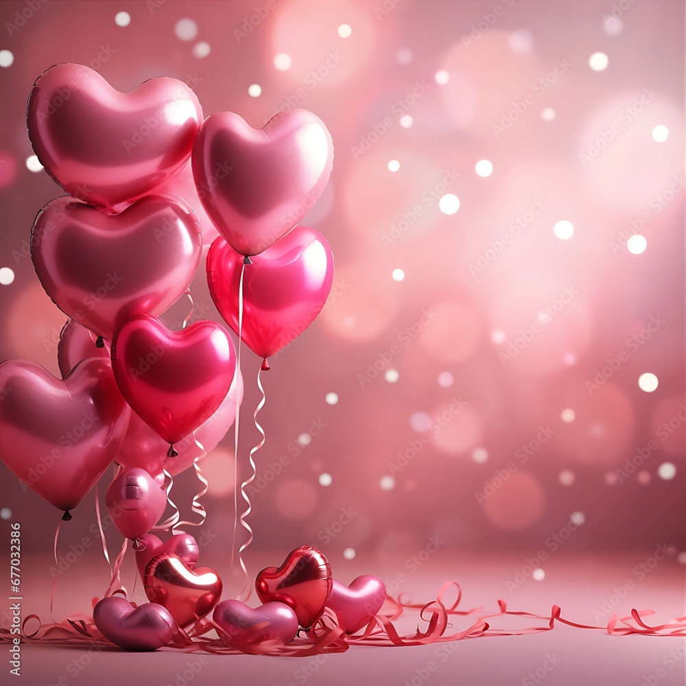 Happy valentines day decoration background with heart shape balloon. Suitable for Valentine's Day and Romantic scene decoration.