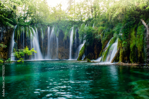 A medium waterfall at the Plitvice lakes