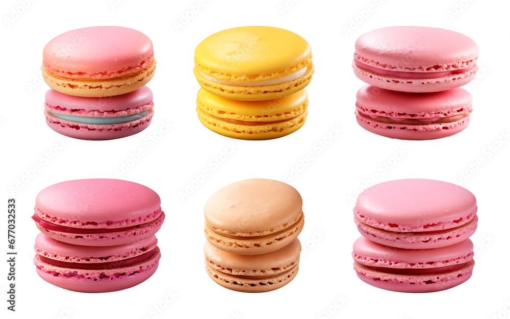 Collection set of macaroons isolated on a transparent background, cut out Collection set of macaroons isolated on a transparent background, cut out