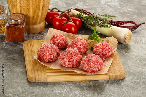 Raw beef meatball minced meat