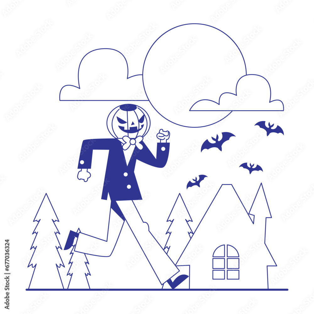 Halloween characters activity collection hand drawn outline version illustration Halloween characters activity collection hand drawn outline version illustration