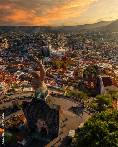  View of Guanajuato City from the Pipila statue at sunset