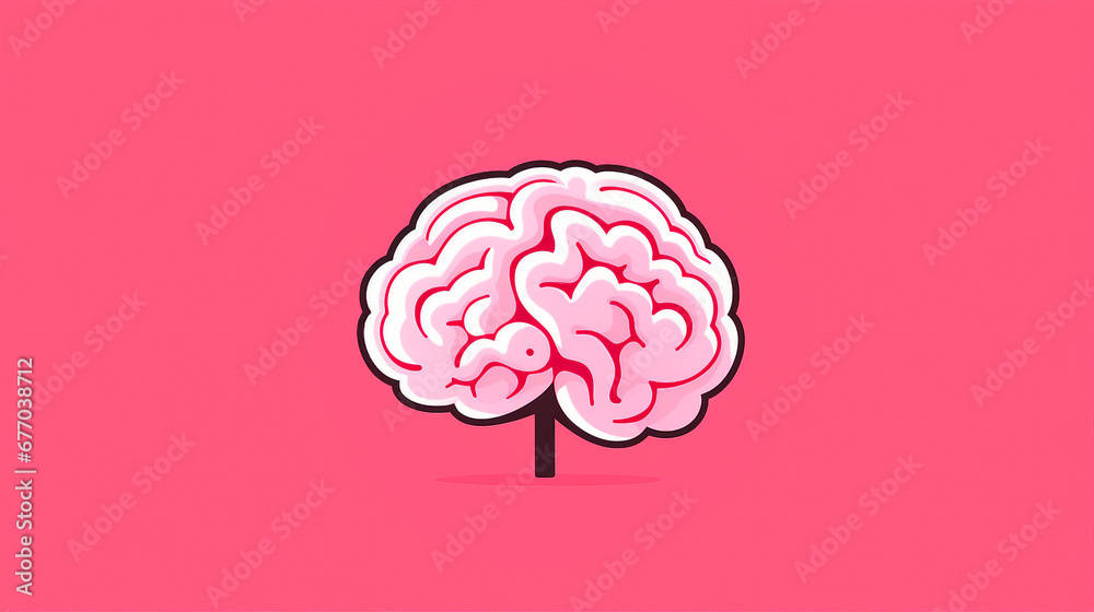 brain icon vector flat on pink, human mind concept illustration brain icon vector flat on pink, human mind concept illustration