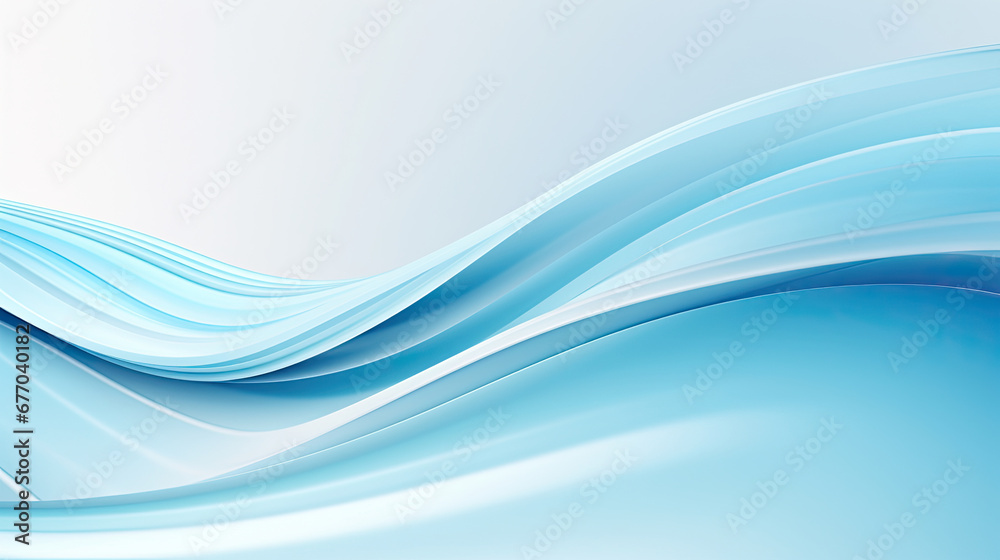 Fototapeta premium Simple and clear artistic lines gradient abstract background Light blue curve waves