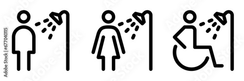 Set of shower room line icons. Editable stroke. Vector graphics
