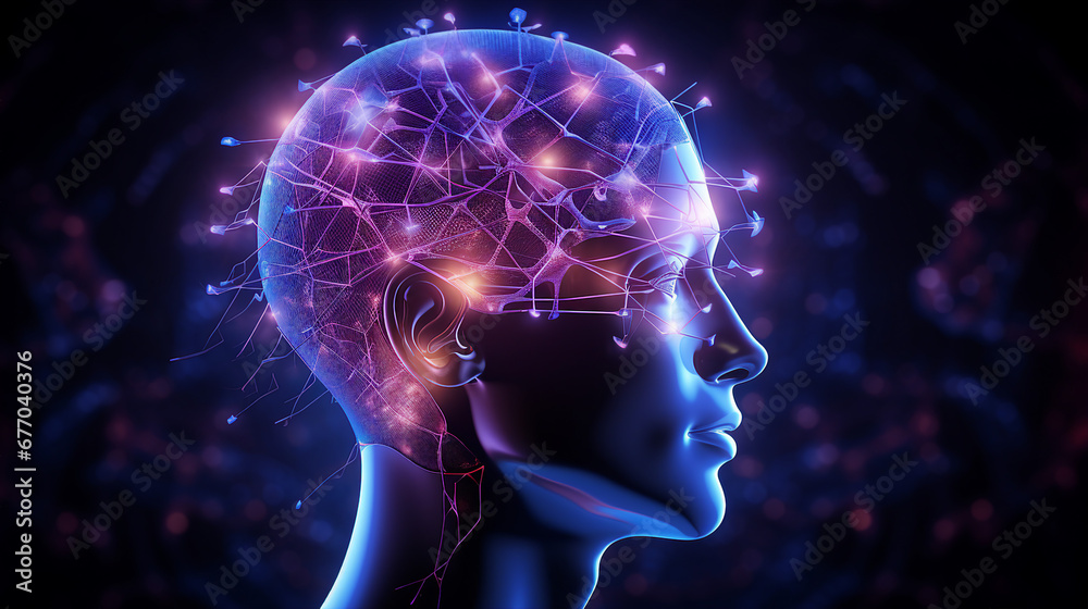 luminous brain network, human intelligence concept