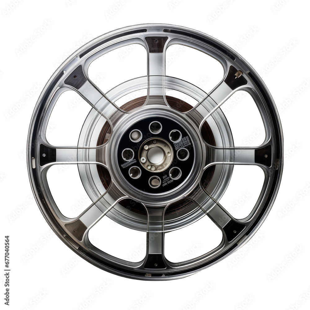 Fototapeta premium Partially Unspooled Film Reel Isolated on Transparent or White Background, PNG