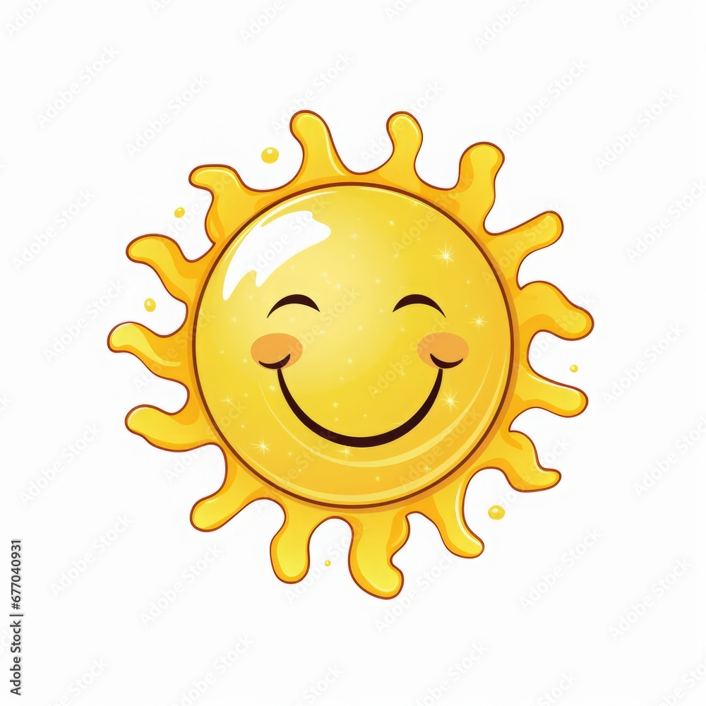 smiling cartoon sun on white background isolated. smiling cartoon sun on white background isolated.