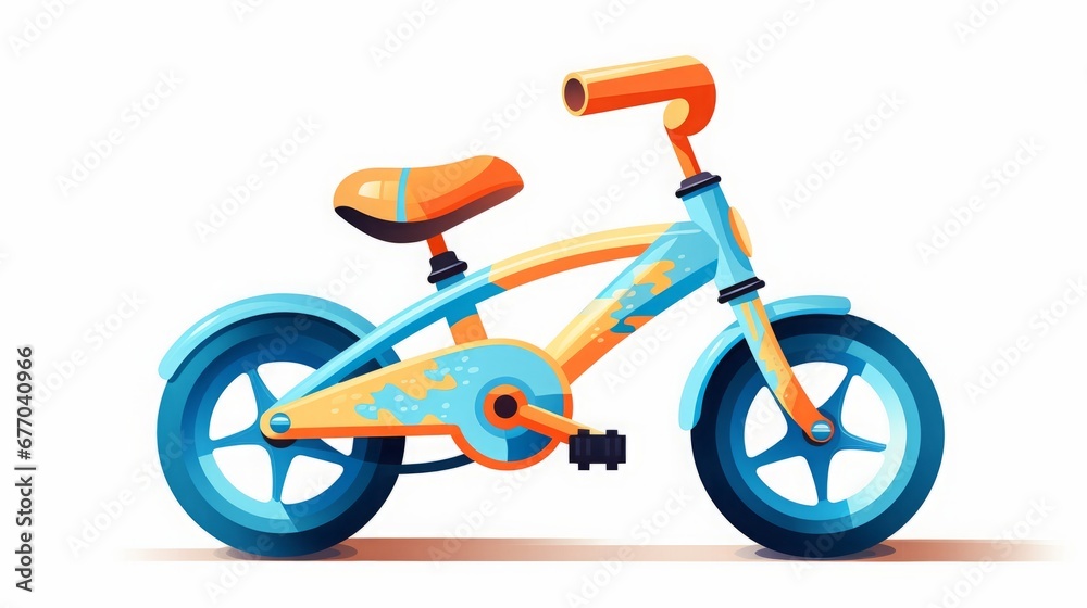 cartoon bicycle on white background isolated.