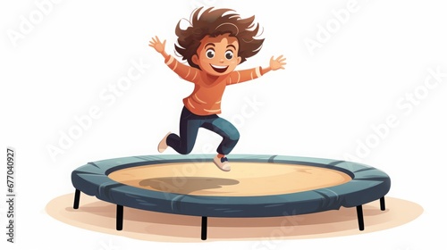 boy jumping on a trampoline.