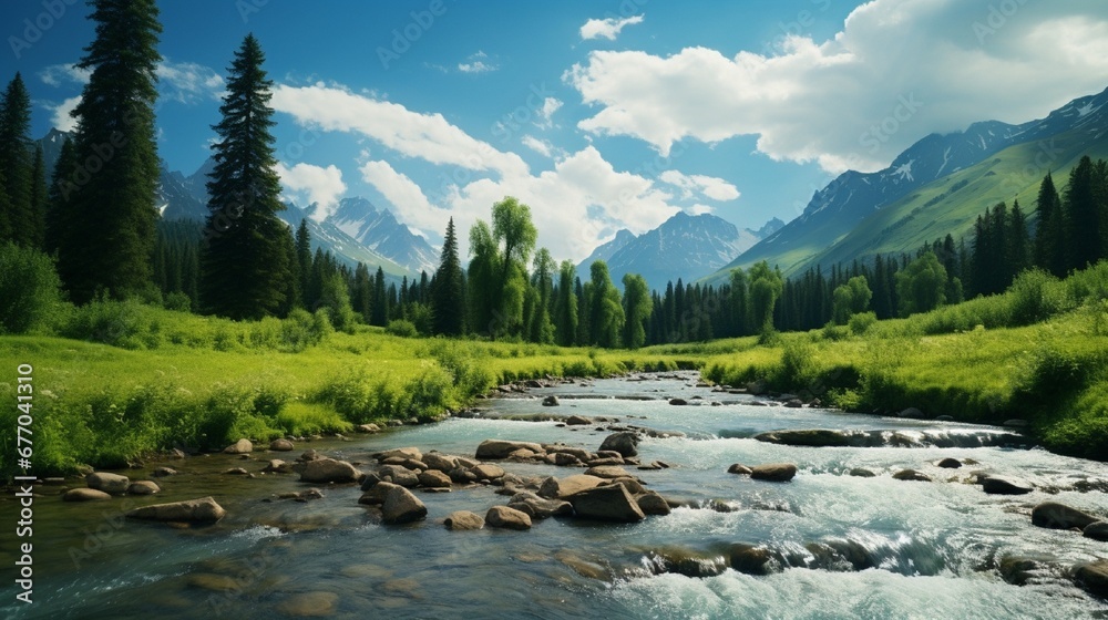 landscape with lake and mountains