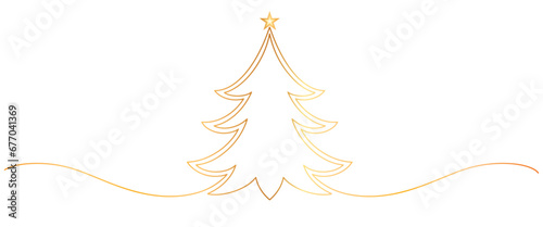 golden christmas tree line art style vector illuustration