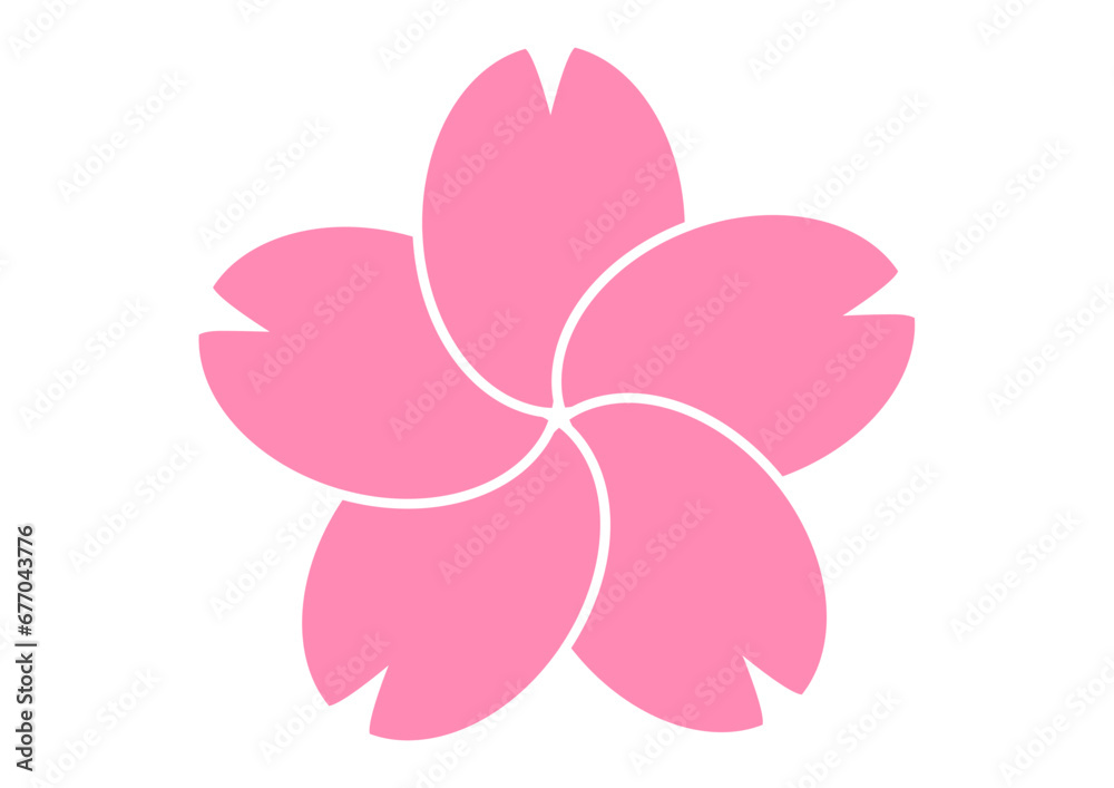 Fototapeta premium 桜の花びらのアイコン素材 個性的でかわいいピンク色の桜の花のイラスト