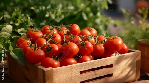 Ripe Tomatoes Nestled in a Rustic Basket, a Tapestry of Freshness and Vibrant Color
