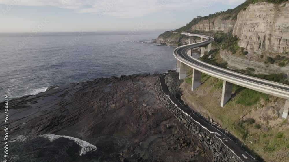 Drone view of the Sea Cliff Bridge Drone view of the Sea Cliff Bridge