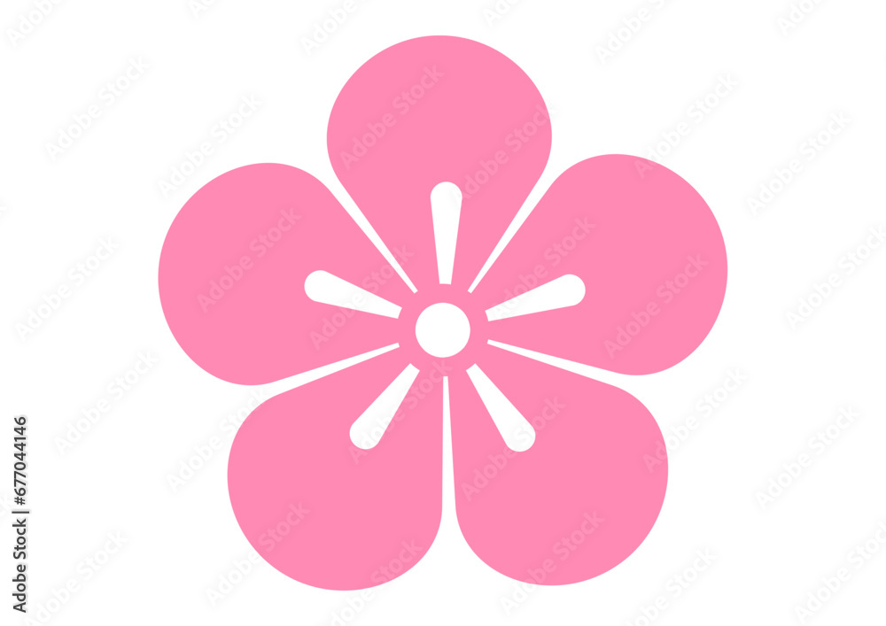 ピンク色の桜の花びらのアイコン素材のイラスト
